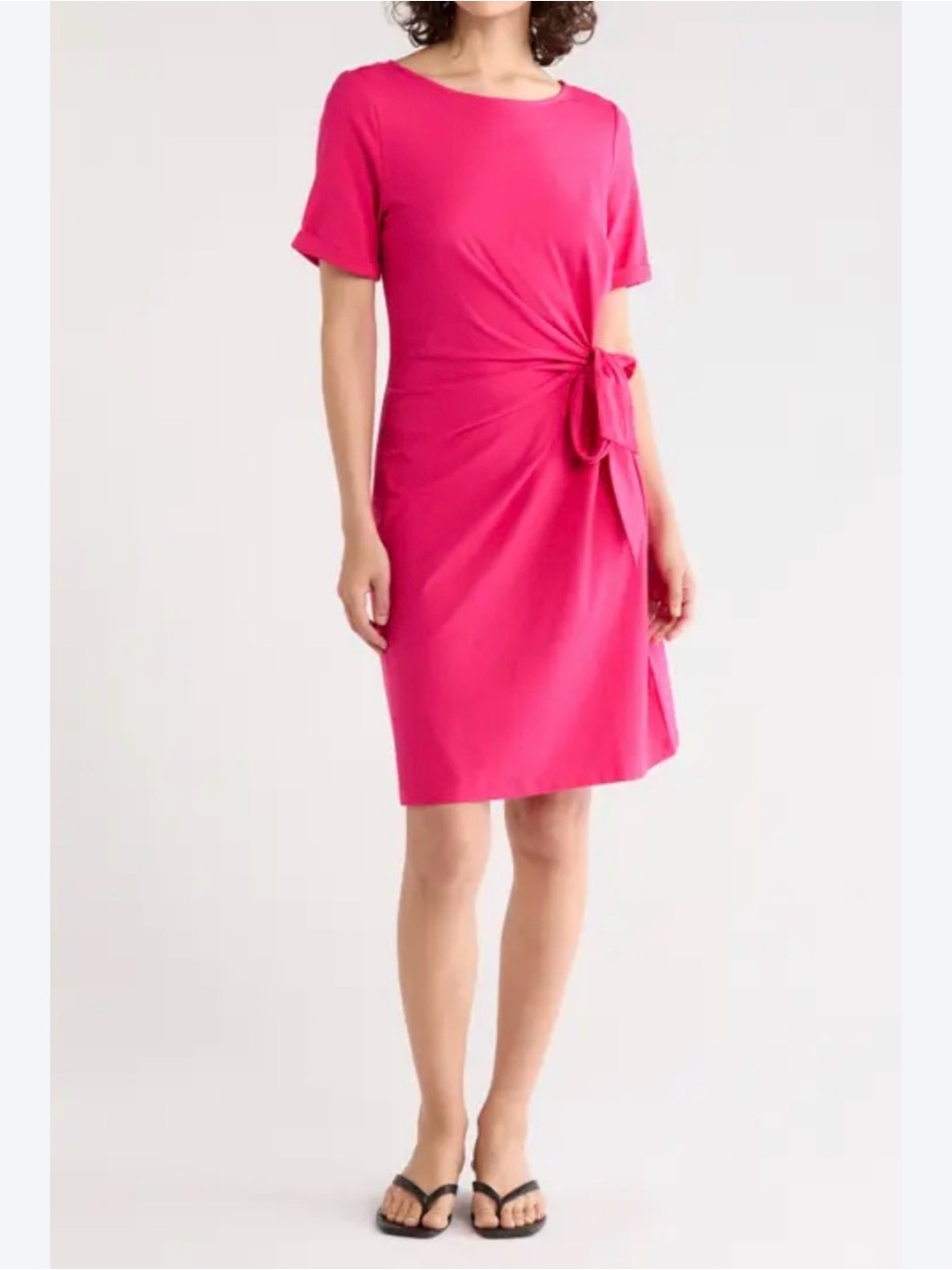 MNY (Marc New York) Fuchsia Side-Tie Jersey Dress